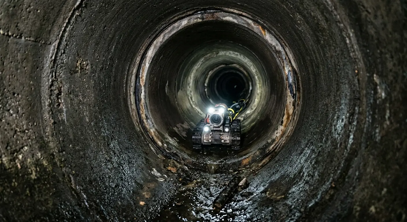 Robotic sewer camera inspecting pipe interior for Drain Snake Service in Goose Creek